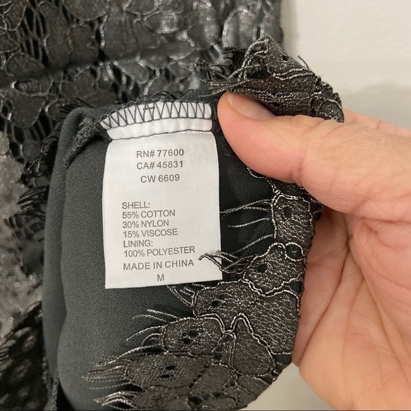 Chaser Gray Metallic Lace Cocktail Dress Size M - Picture 6 of 8